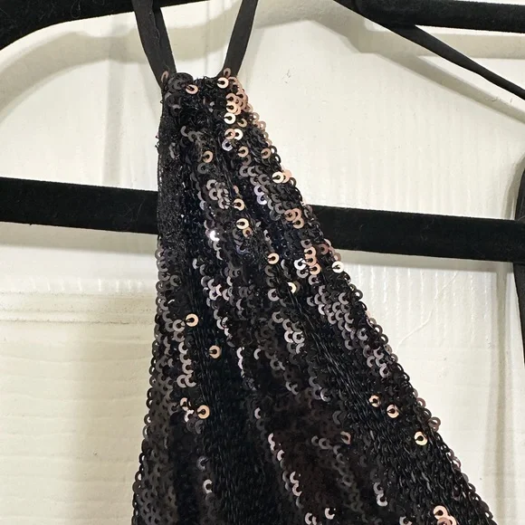 Free People Double Take Sequin Slip Mini Dress Black Rose Combo - Size XS - Picture 8 of 10